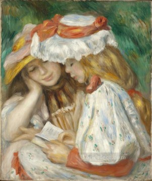 two boys singing Painting - two girls reading in the garden Pierre Auguste Renoir